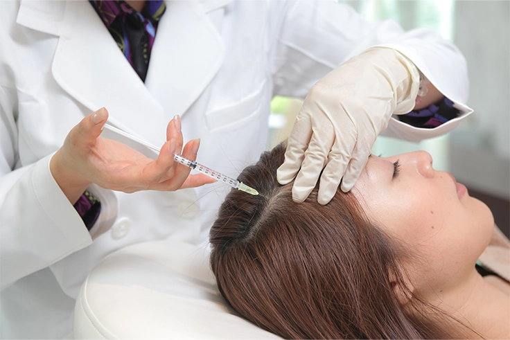 MESO therapy delivers nutrients, improves circulation, and blocks DHT to prevent hair loss.