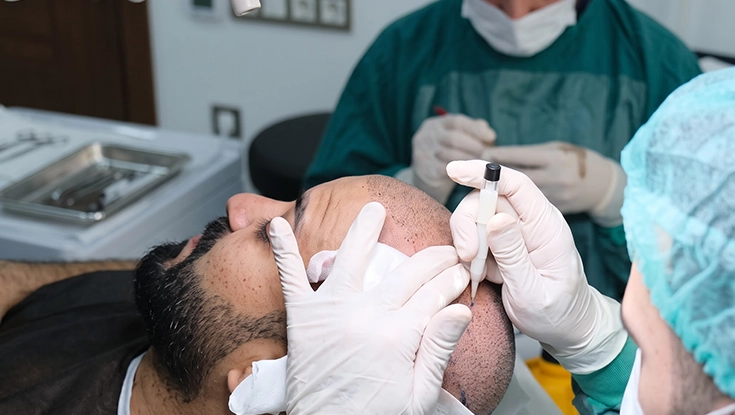 Specialist performing dhi method hair transplant procedure for hair loss in Chennai