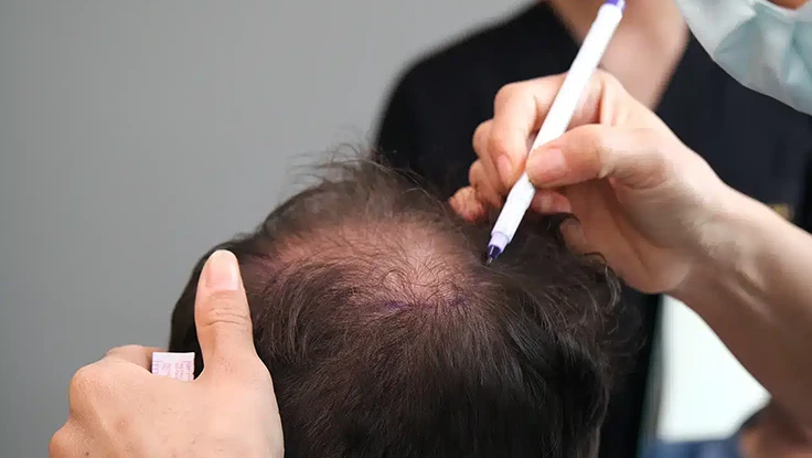 Specialist performing dhi method hair transplant procedure for hair loss in Madurai